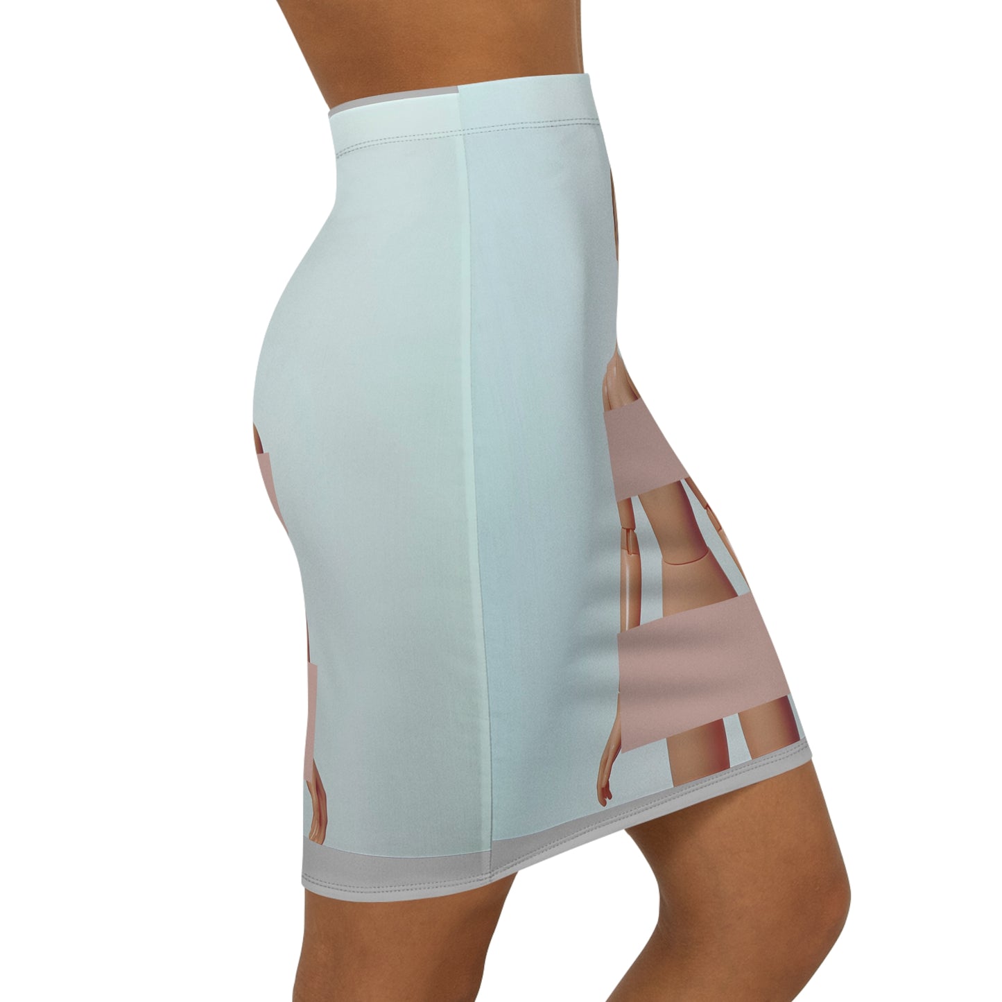 Beige on Blue | Pencil Skirt
