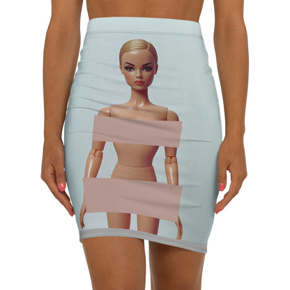Beige on Blue | Pencil Skirt