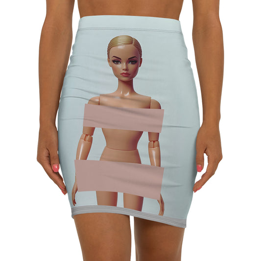 Beige on Blue | Pencil Skirt