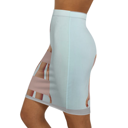 Beige on Blue | Pencil Skirt