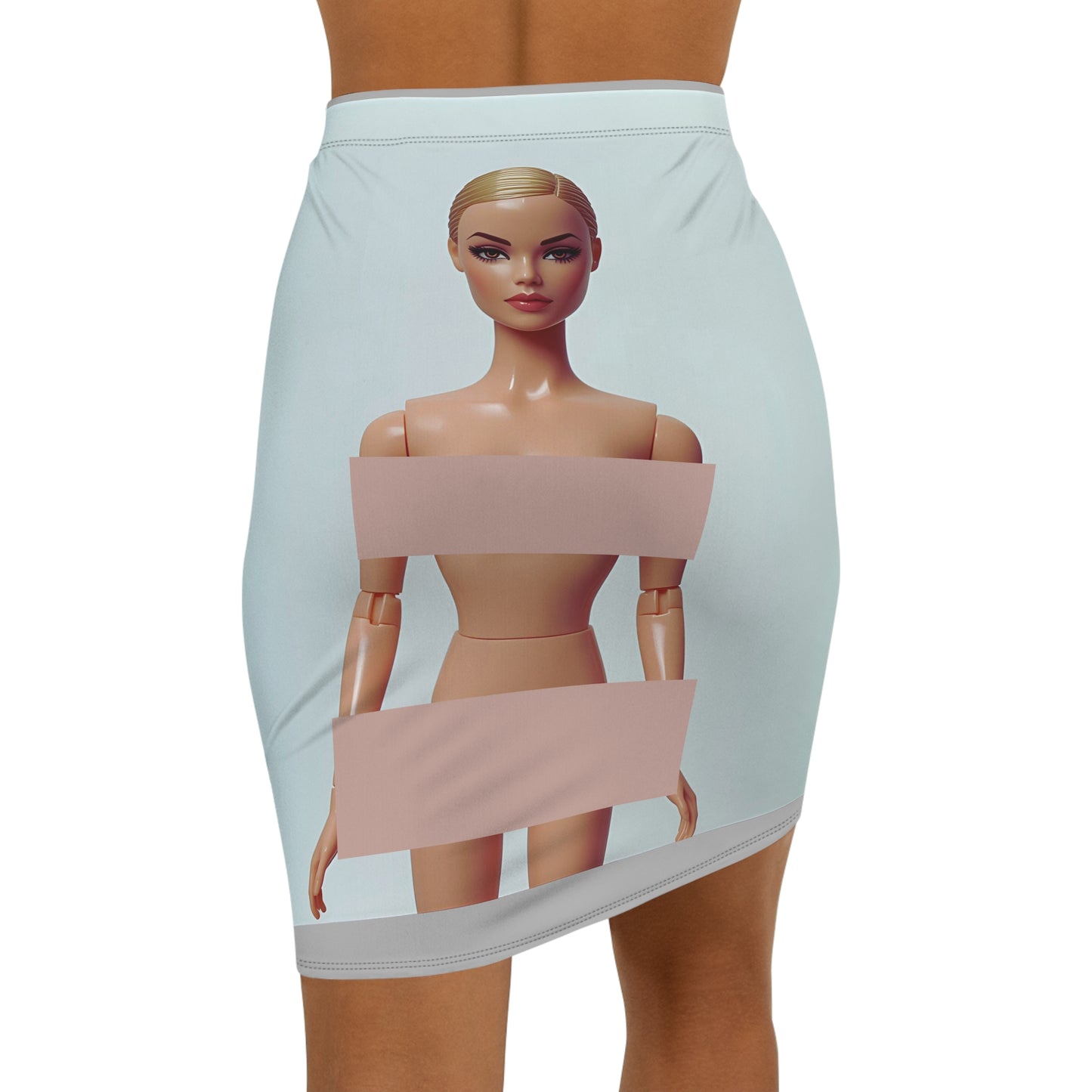 Beige on Blue | Pencil Skirt